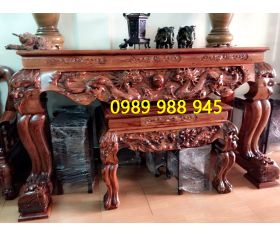 Cặp bàn thờ chạm rồng gỗ hương 212 cm