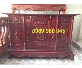 Tủ thờ chạm phúc lộc thọ 197cm gỗ gõ mật 
